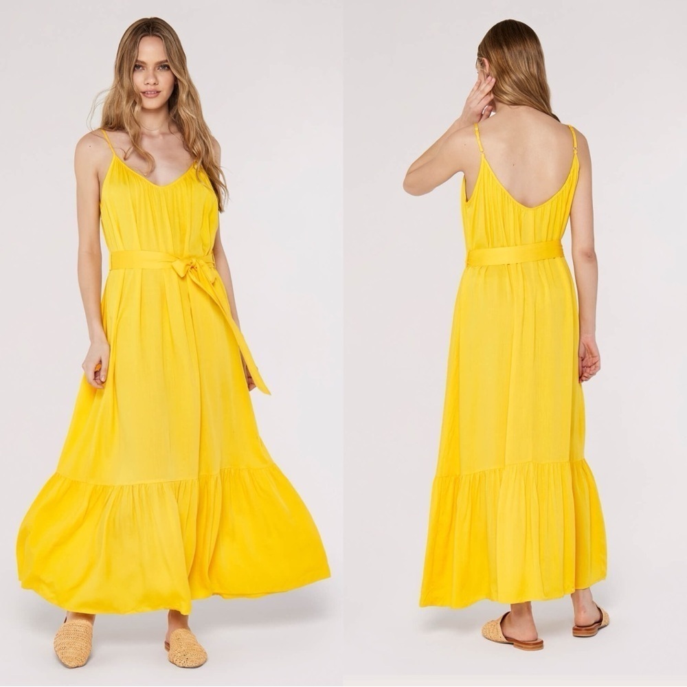 Apricot Yellow Twill Cami Maxi Dress W/O Tie